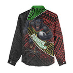Penrith Panthers Rugby Women Casual Shirt Tribal Polynesian Power Art - Lightning Mascot
