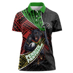 Penrith Panthers Rugby Women Polo Shirt Tribal Polynesian Power Art - Lightning Mascot