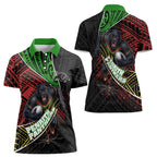 Penrith Panthers Rugby Women Polo Shirt Tribal Polynesian Power Art - Lightning Mascot