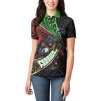 Penrith Panthers Rugby Women Polo Shirt Tribal Polynesian Power Art - Lightning Mascot