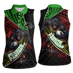 Penrith Panthers Rugby Women Sleeveless Polo Shirt Tribal Polynesian Power Art - Lightning Mascot