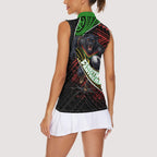 Penrith Panthers Rugby Women Sleeveless Polo Shirt Tribal Polynesian Power Art - Lightning Mascot