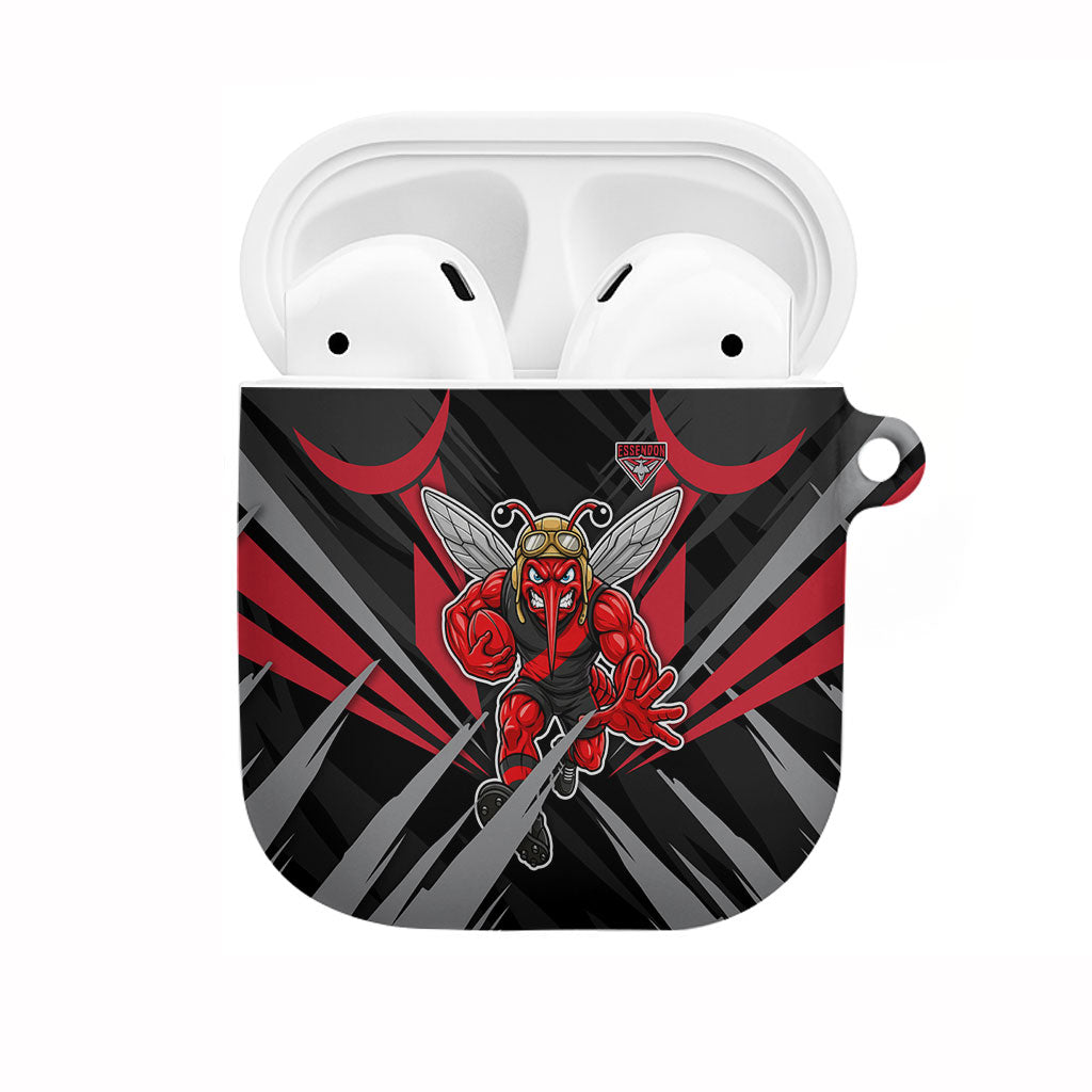 Essendon Bombers Australian Football AirPods Case Fierce Mosquito Pilot Mascot - Bold Team Colors