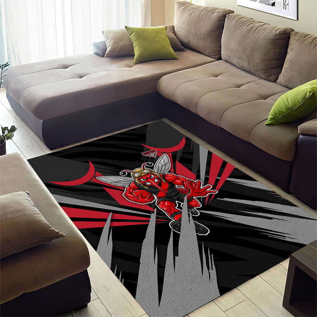 Essendon Bombers Australian Football Area Rug Fierce Mosquito Pilot Mascot - Bold Team Colors