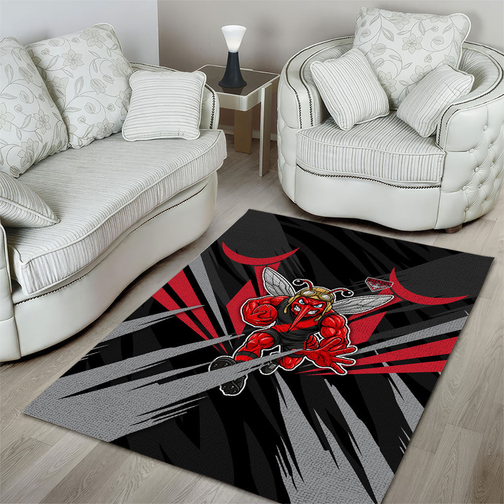 Essendon Bombers Australian Football Area Rug Fierce Mosquito Pilot Mascot - Bold Team Colors