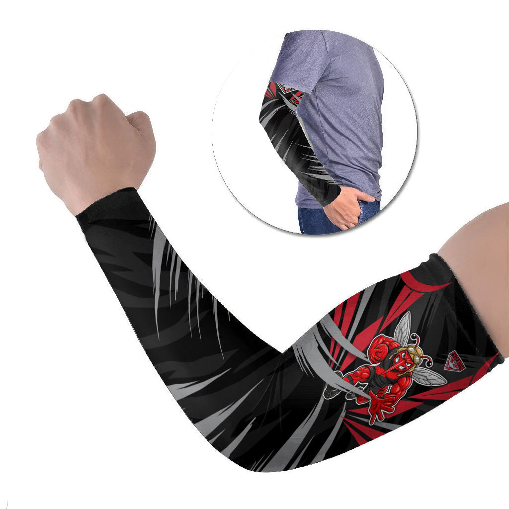 Essendon Bombers Australian Football Arm Sleeves Fierce Mosquito Pilot Mascot - Bold Team Colors