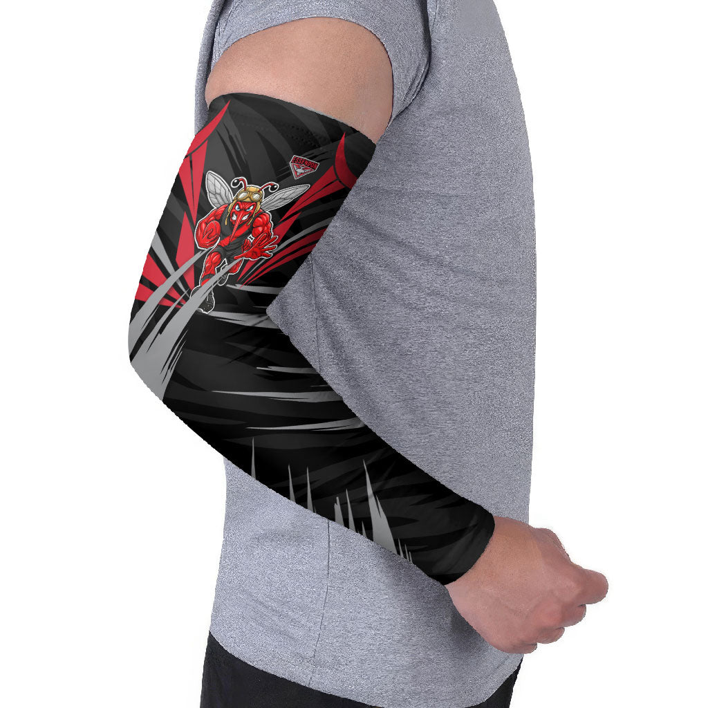 Essendon Bombers Australian Football Arm Sleeves Fierce Mosquito Pilot Mascot - Bold Team Colors