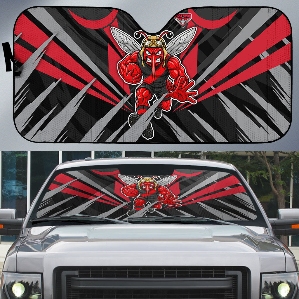 Essendon Bombers Australian Football Auto Sun Shade Fierce Mosquito Pilot Mascot - Bold Team Colors
