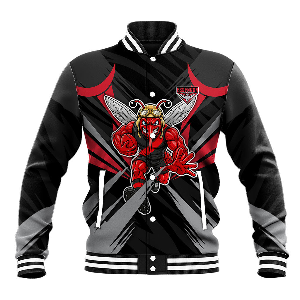 Essendon Bombers Australian Football Baseball Jacket Fierce Mosquito Pilot Mascot - Bold Team Colors