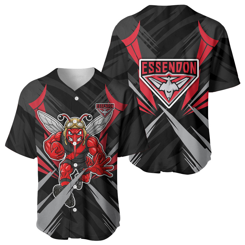 Essendon Bombers Australian Football Baseball Jersey Fierce Mosquito Pilot Mascot - Bold Team Colors