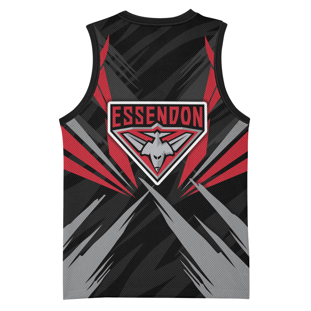 Essendon Bombers Australian Football Basketball Jersey Fierce Mosquito Pilot Mascot - Bold Team Colors