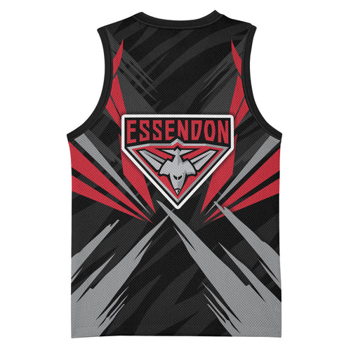 Essendon Bombers Australian Football Basketball Jersey Fierce Mosquito Pilot Mascot - Bold Team Colors