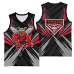 Essendon Bombers Australian Football Basketball Jersey Fierce Mosquito Pilot Mascot - Bold Team Colors