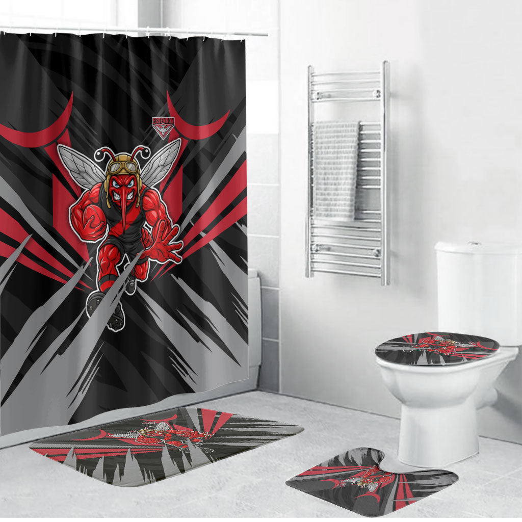 Essendon Bombers Australian Football Bathroom Set Fierce Mosquito Pilot Mascot - Bold Team Colors