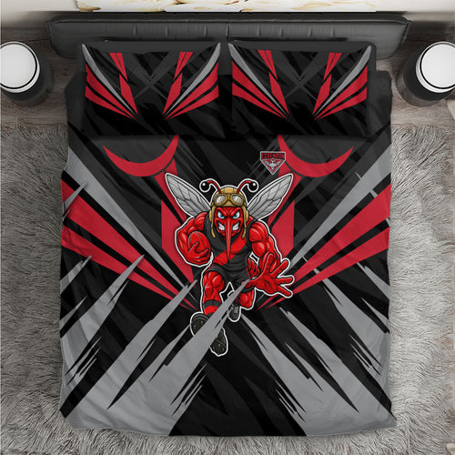 Essendon Bombers Australian Football Bedding Set Fierce Mosquito Pilot Mascot - Bold Team Colors