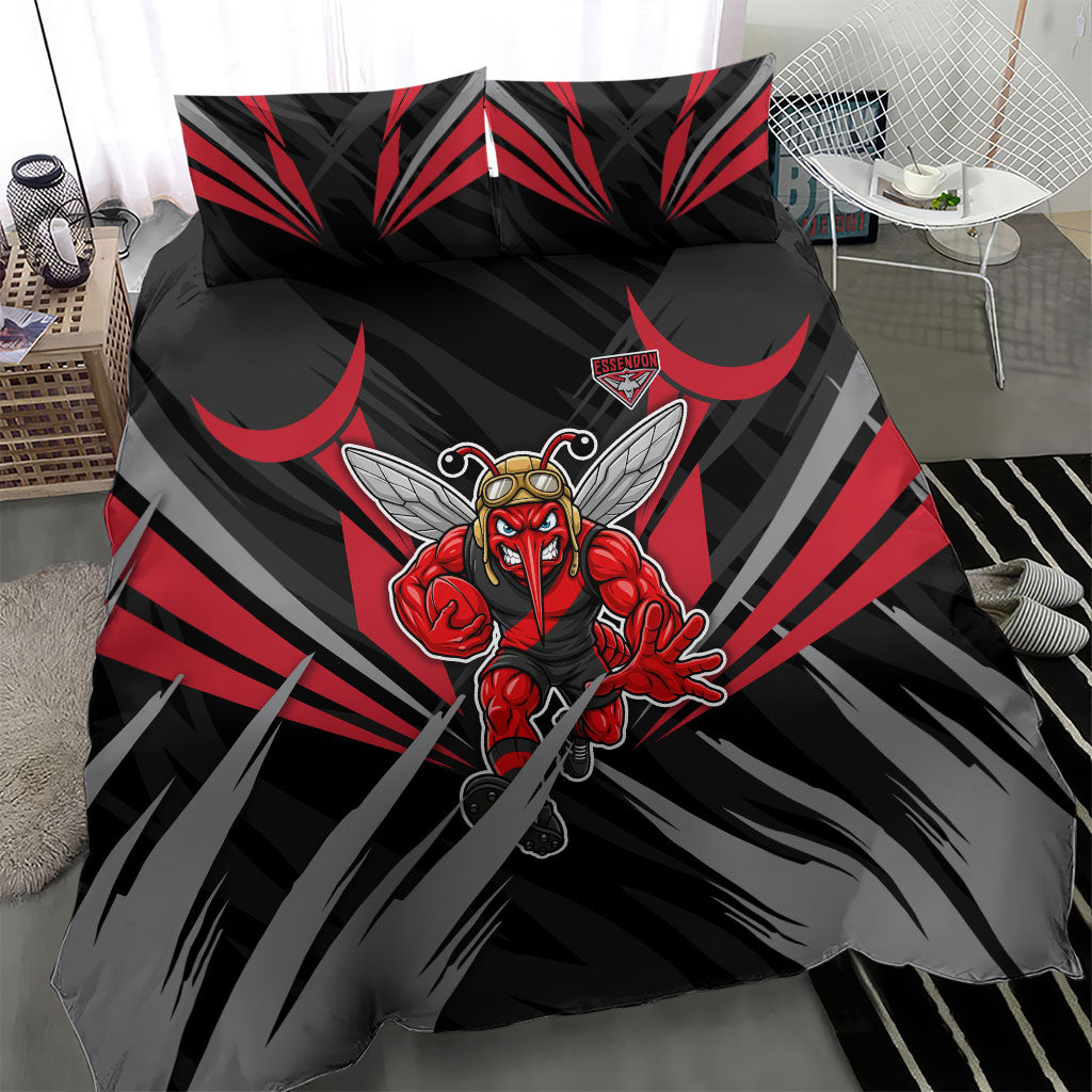 Essendon Bombers Australian Football Bedding Set Fierce Mosquito Pilot Mascot - Bold Team Colors