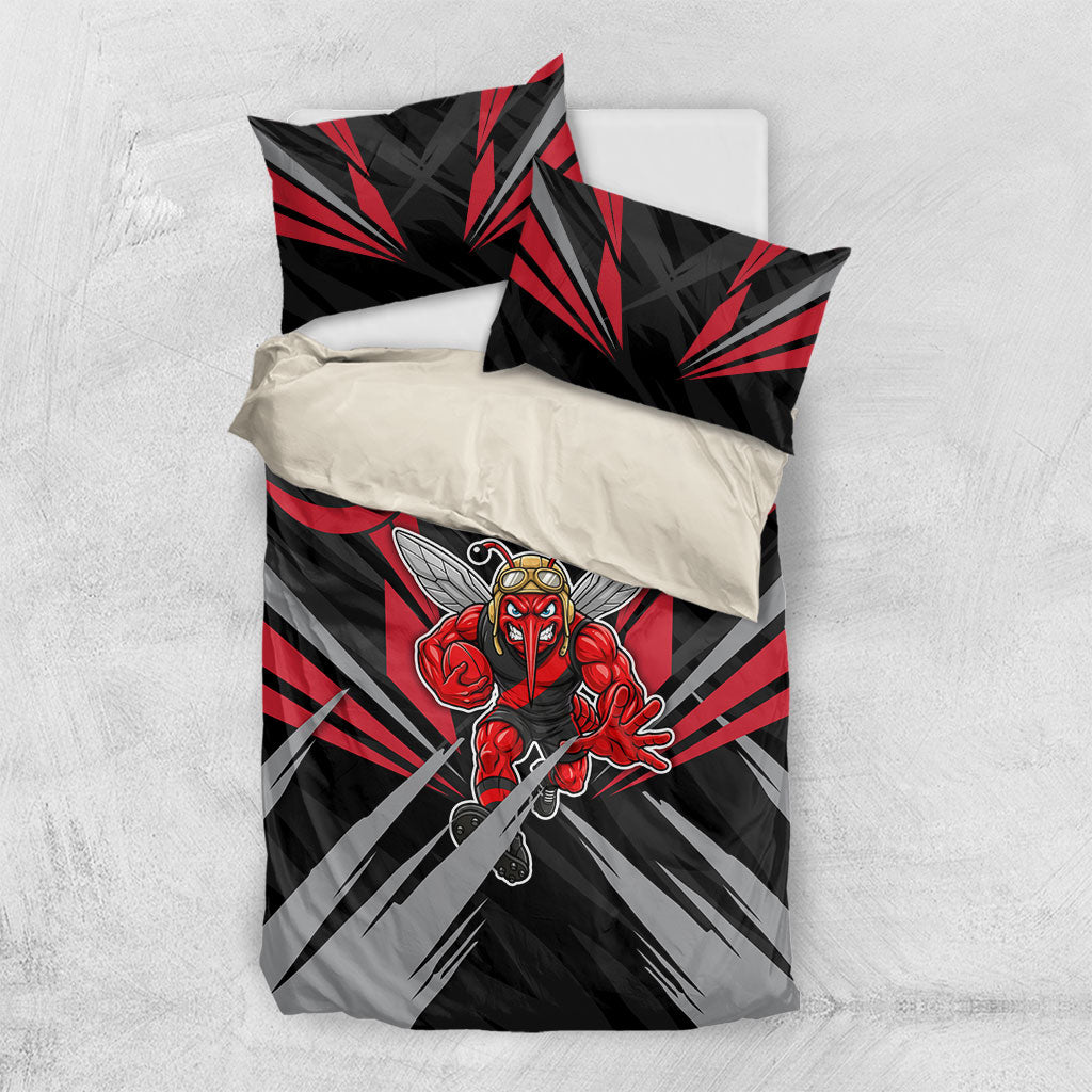Essendon Bombers Australian Football Bedding Set Fierce Mosquito Pilot Mascot - Bold Team Colors