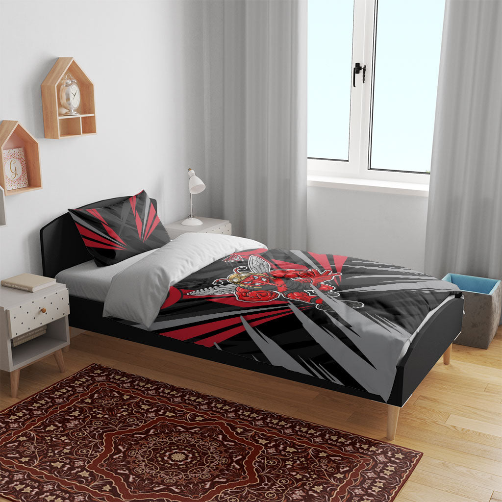 Essendon Bombers Australian Football Bedding Set Fierce Mosquito Pilot Mascot - Bold Team Colors