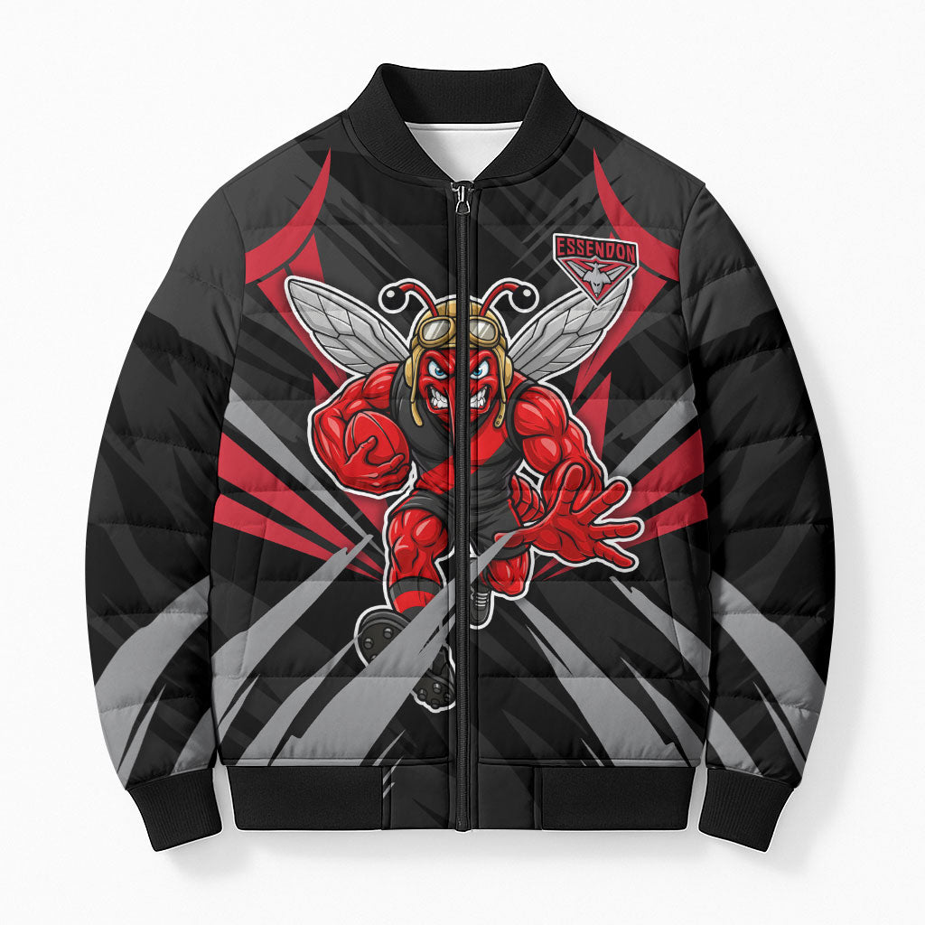 Essendon Bombers Australian Football Bomber Puffer Jacket Fierce Mosquito Pilot Mascot - Bold Team Colors