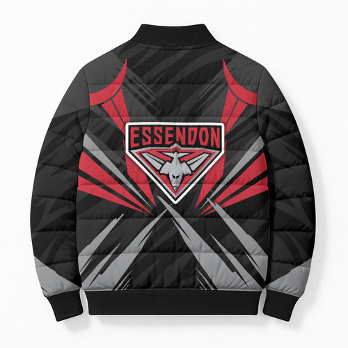 Essendon Bombers Australian Football Bomber Puffer Jacket Fierce Mosquito Pilot Mascot - Bold Team Colors