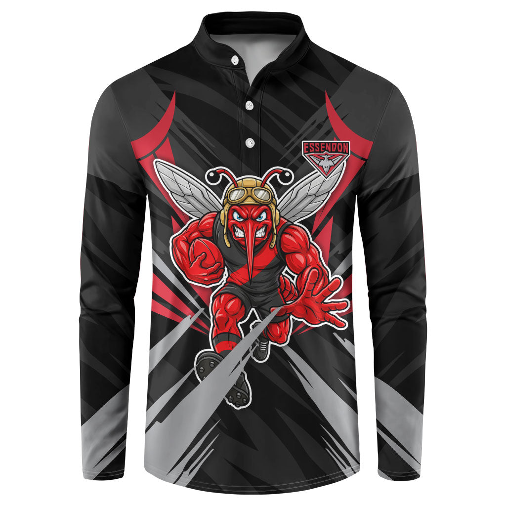 Essendon Bombers Australian Football Button Sweatshirt Fierce Mosquito Pilot Mascot - Bold Team Colors