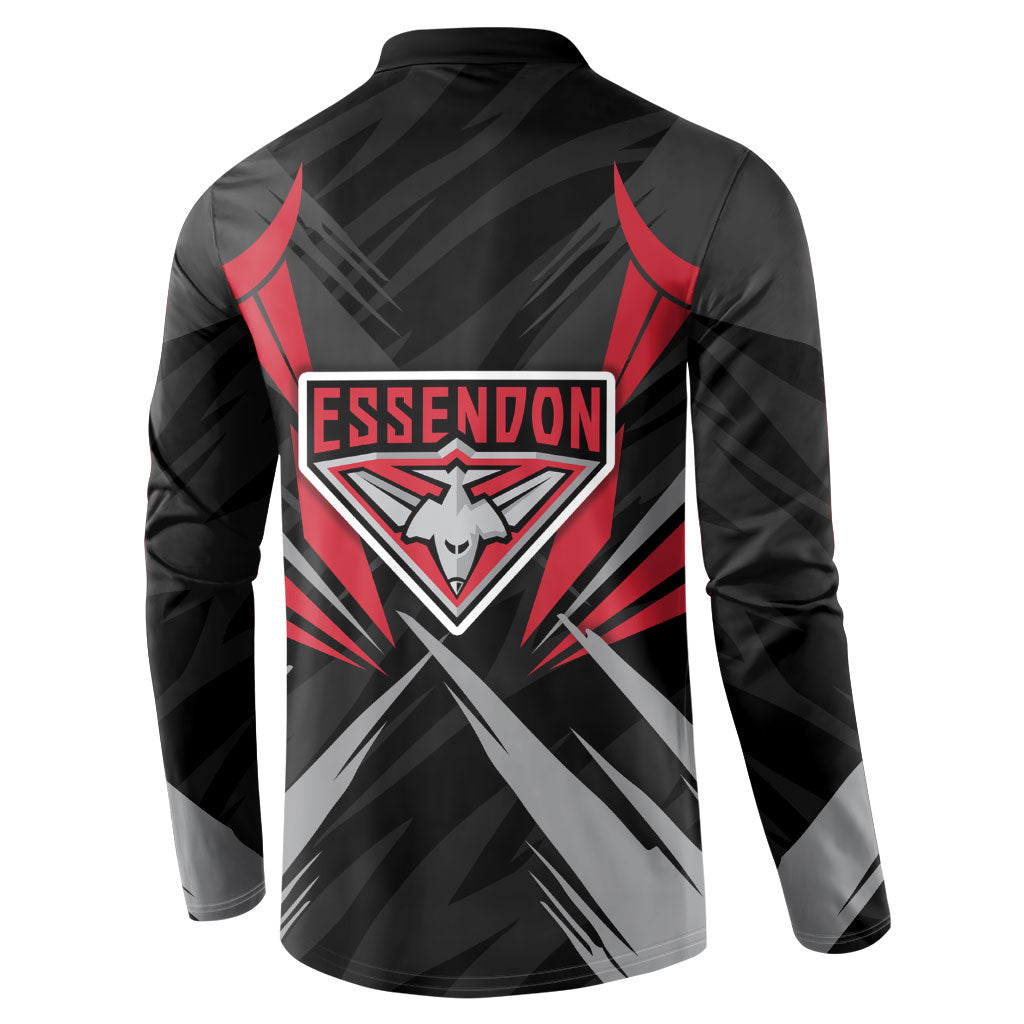 Essendon Bombers Australian Football Button Sweatshirt Fierce Mosquito Pilot Mascot - Bold Team Colors