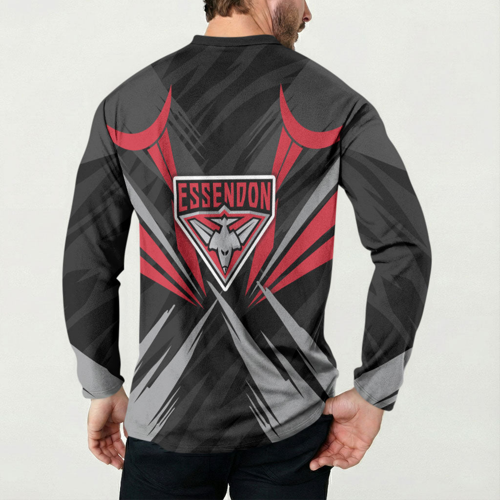 Essendon Bombers Australian Football Button Sweatshirt Fierce Mosquito Pilot Mascot - Bold Team Colors