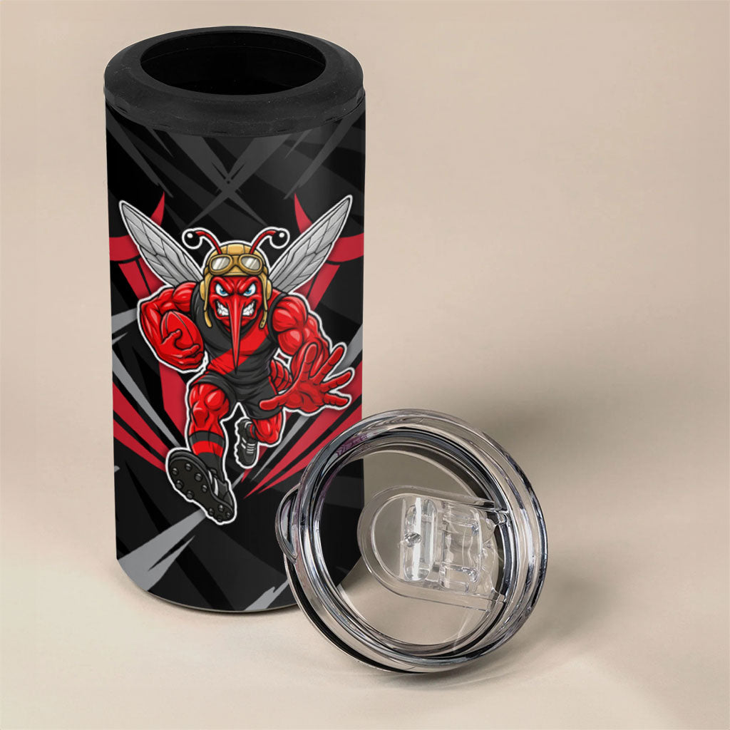 Essendon Bombers Australian Football 4 in 1 Can Cooler Tumbler Fierce Mosquito Pilot Mascot - Bold Team Colors