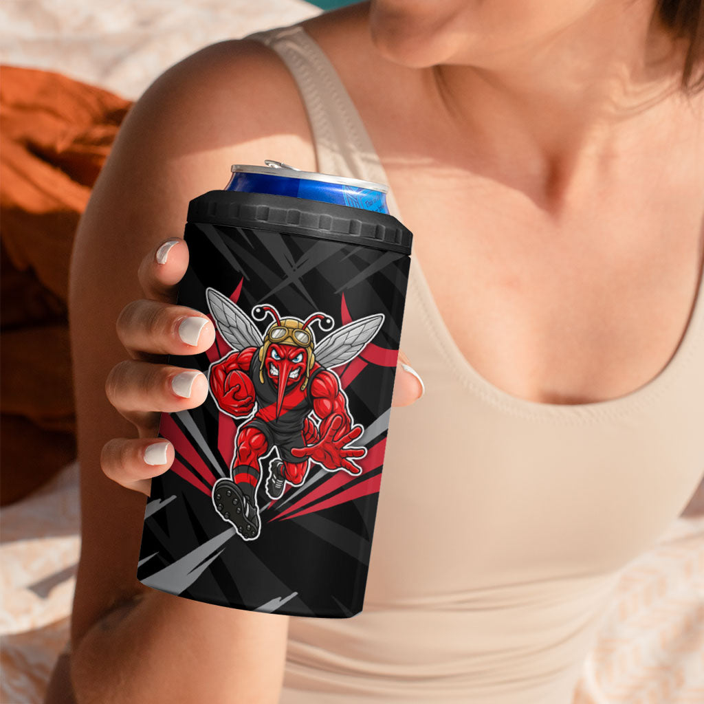 Essendon Bombers Australian Football 4 in 1 Can Cooler Tumbler Fierce Mosquito Pilot Mascot - Bold Team Colors
