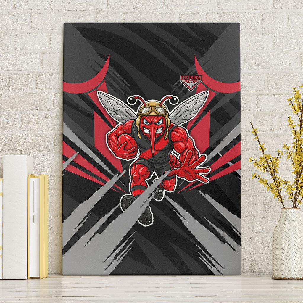 Essendon Bombers Australian Football Canvas Wall Art Fierce Mosquito Pilot Mascot - Bold Team Colors
