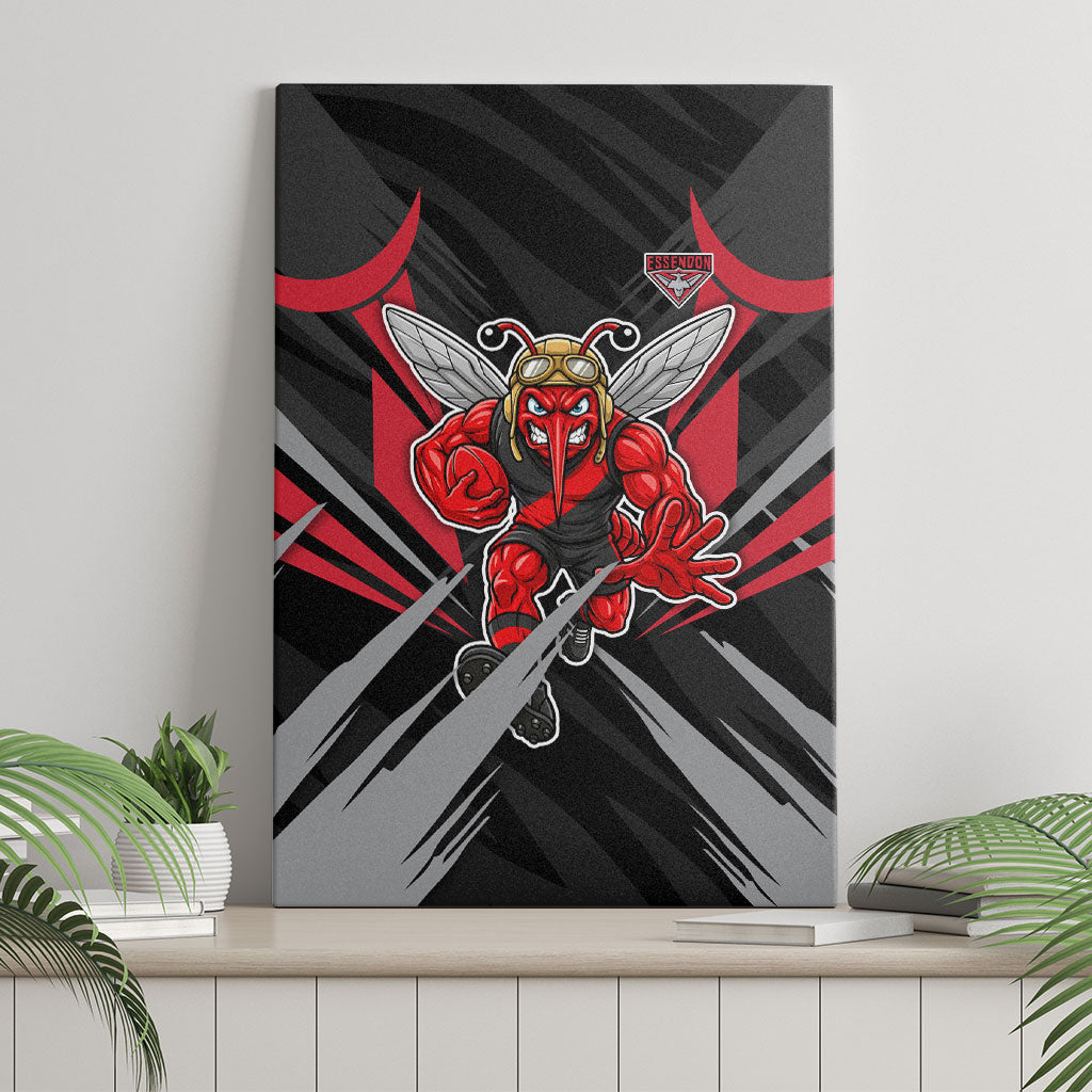 Essendon Bombers Australian Football Canvas Wall Art Fierce Mosquito Pilot Mascot - Bold Team Colors
