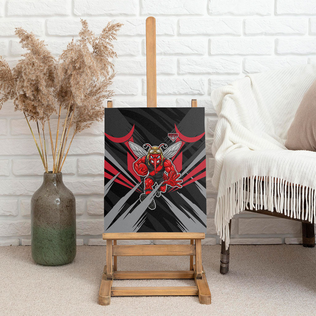 Essendon Bombers Australian Football Canvas Wall Art Fierce Mosquito Pilot Mascot - Bold Team Colors