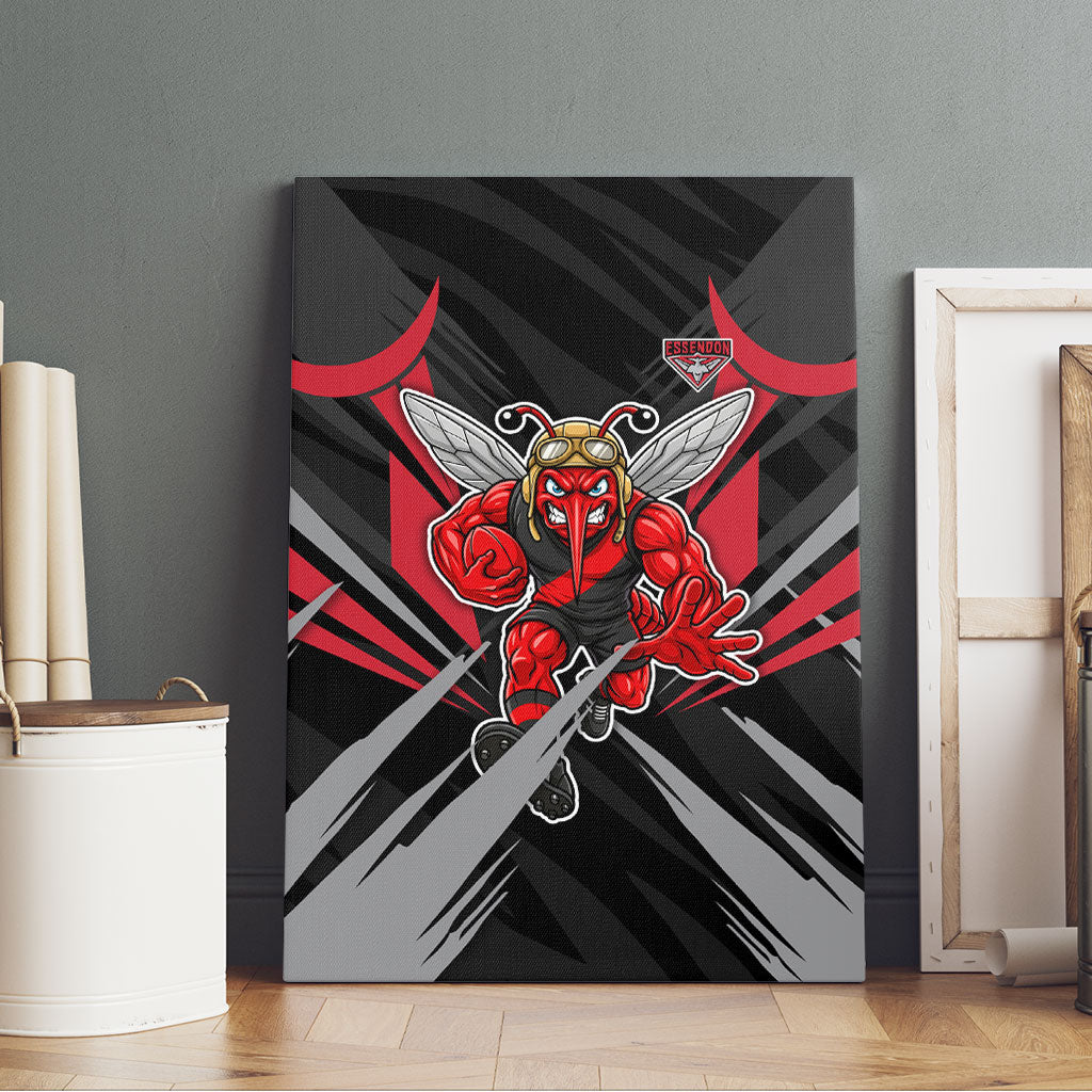 Essendon Bombers Australian Football Canvas Wall Art Fierce Mosquito Pilot Mascot - Bold Team Colors