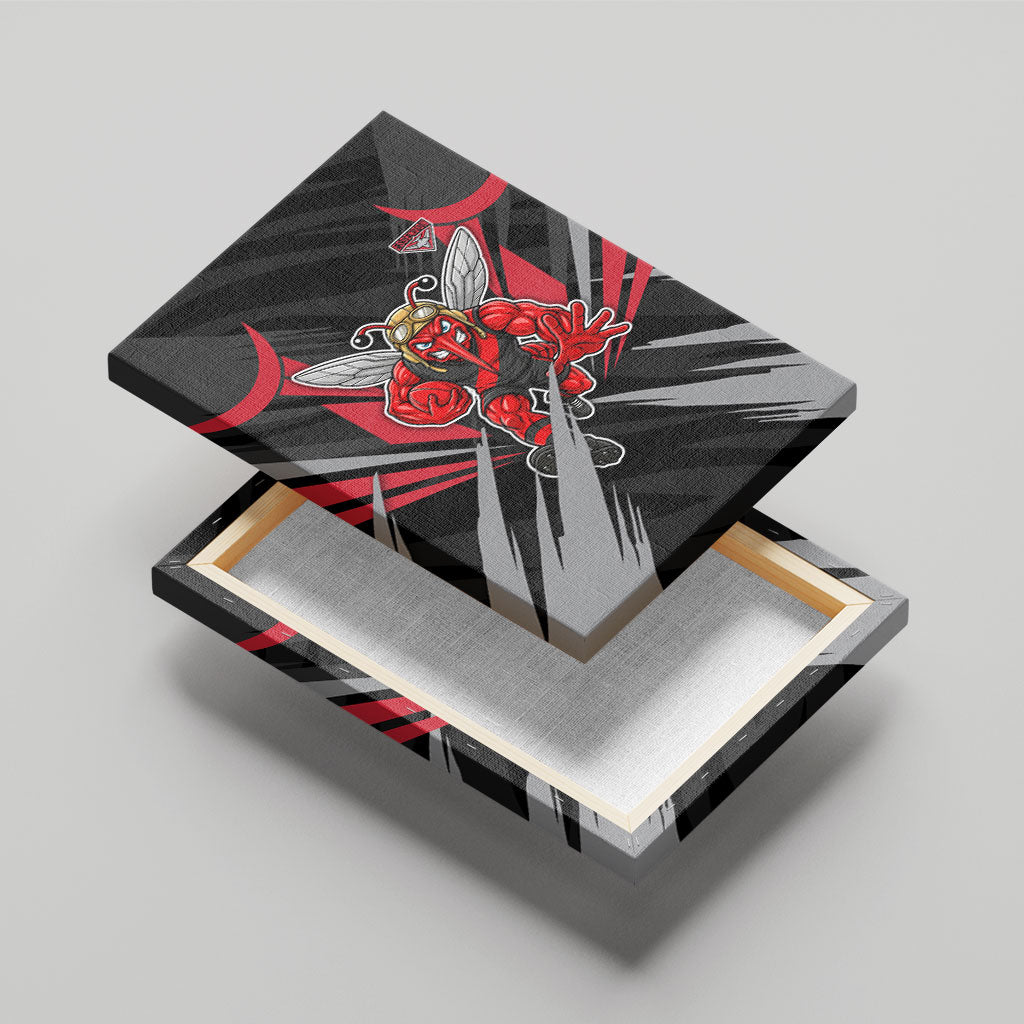 Essendon Bombers Australian Football Canvas Wall Art Fierce Mosquito Pilot Mascot - Bold Team Colors