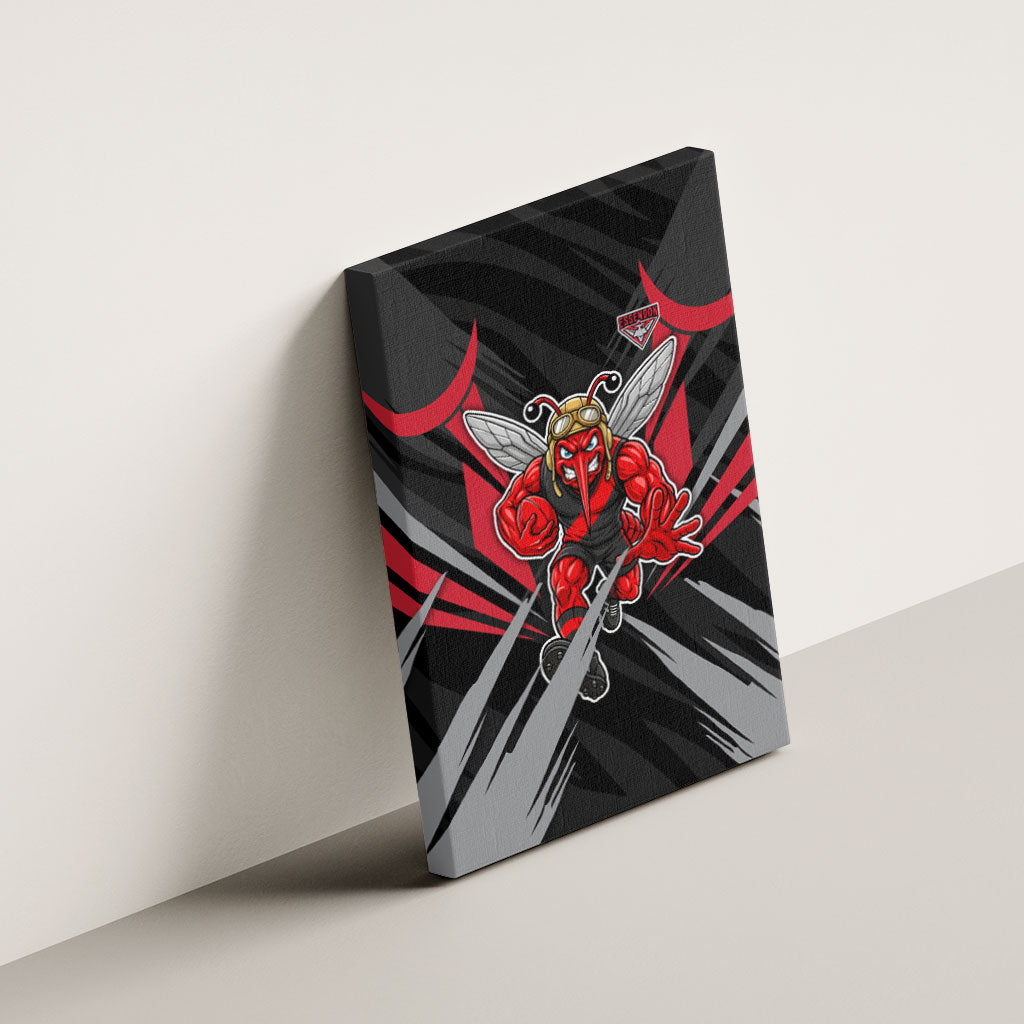 Essendon Bombers Australian Football Canvas Wall Art Fierce Mosquito Pilot Mascot - Bold Team Colors