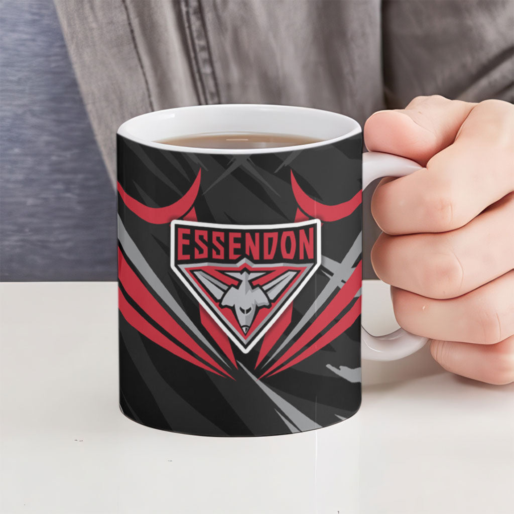 Essendon Bombers Australian Football Ceramic Mug Fierce Mosquito Pilot Mascot - Bold Team Colors