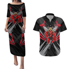Essendon Bombers Australian Football Couples Matching Puletasi and Hawaiian Shirt Fierce Mosquito Pilot Mascot - Bold Team Colors