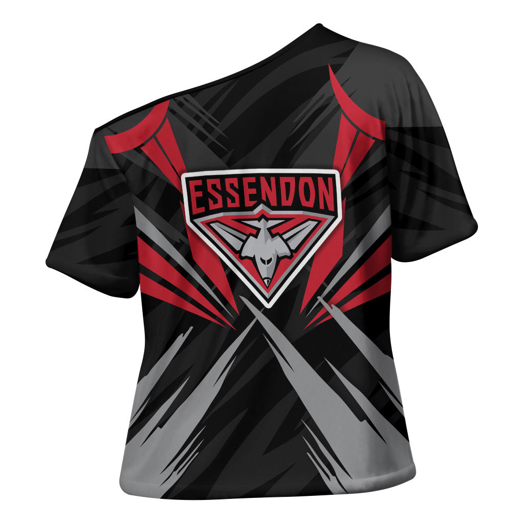 Essendon Bombers Australian Football Cross Shoulder Shirt Fierce Mosquito Pilot Mascot - Bold Team Colors