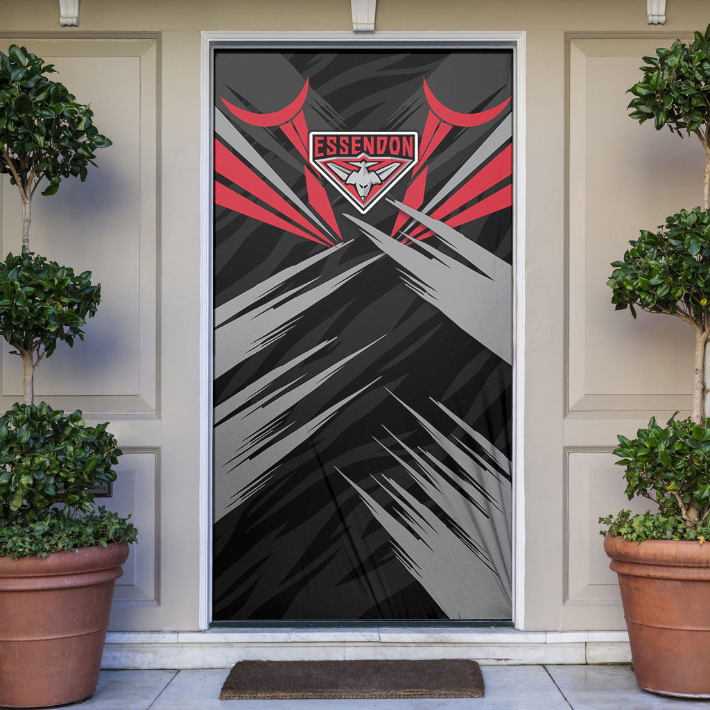 Essendon Bombers Australian Football Door Cover Fierce Mosquito Pilot Mascot - Bold Team Colors