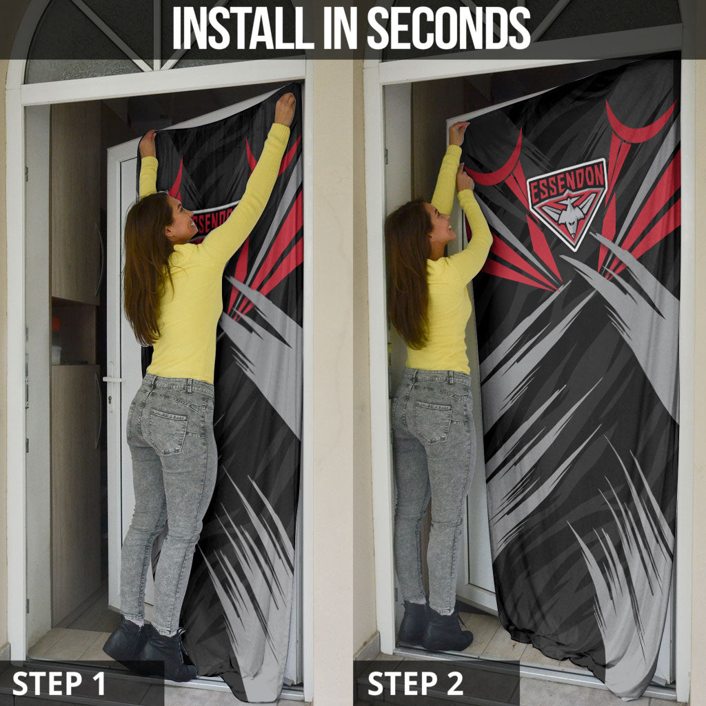 Essendon Bombers Australian Football Door Cover Fierce Mosquito Pilot Mascot - Bold Team Colors
