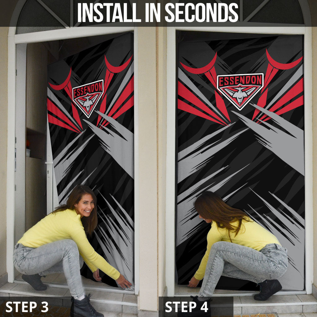Essendon Bombers Australian Football Door Cover Fierce Mosquito Pilot Mascot - Bold Team Colors