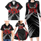 Essendon Bombers Australian Football Family Matching Long Sleeve Bodycon Dress and Hawaiian Shirt Fierce Mosquito Pilot Mascot - Bold Team Colors