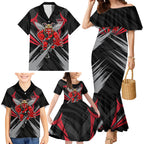 Essendon Bombers Australian Football Family Matching Mermaid Dress and Hawaiian Shirt Fierce Mosquito Pilot Mascot - Bold Team Colors