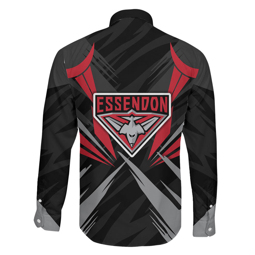 Essendon Bombers Australian Football Family Matching Off Shoulder Maxi Dress and Hawaiian Shirt Fierce Mosquito Pilot Mascot - Bold Team Colors