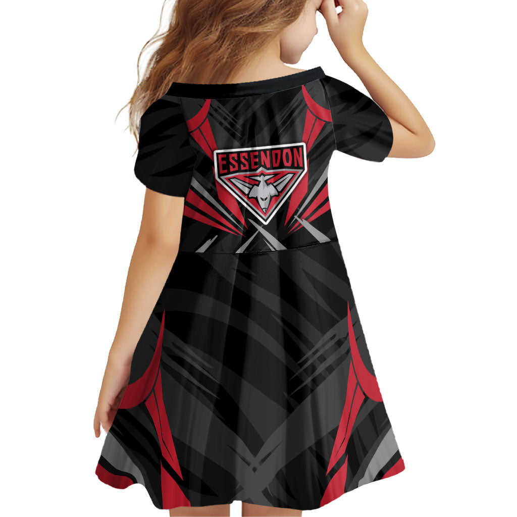 Essendon Bombers Australian Football Family Matching Off Shoulder Short Dress and Hawaiian Shirt Fierce Mosquito Pilot Mascot - Bold Team Colors