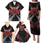 Essendon Bombers Australian Football Family Matching Puletasi and Hawaiian Shirt Fierce Mosquito Pilot Mascot - Bold Team Colors
