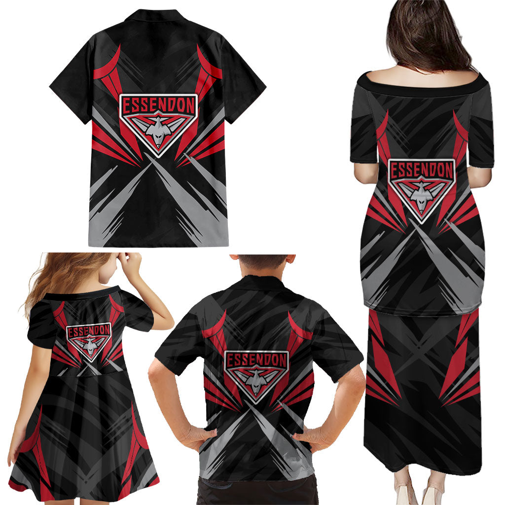 Essendon Bombers Australian Football Family Matching Puletasi and Hawaiian Shirt Fierce Mosquito Pilot Mascot - Bold Team Colors