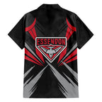 Essendon Bombers Australian Football Family Matching Short Sleeve Bodycon Dress and Hawaiian Shirt Fierce Mosquito Pilot Mascot - Bold Team Colors