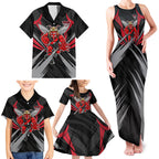 Essendon Bombers Australian Football Family Matching Tank Maxi Dress and Hawaiian Shirt Fierce Mosquito Pilot Mascot - Bold Team Colors