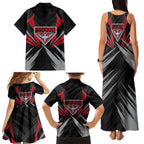 Essendon Bombers Australian Football Family Matching Tank Maxi Dress and Hawaiian Shirt Fierce Mosquito Pilot Mascot - Bold Team Colors